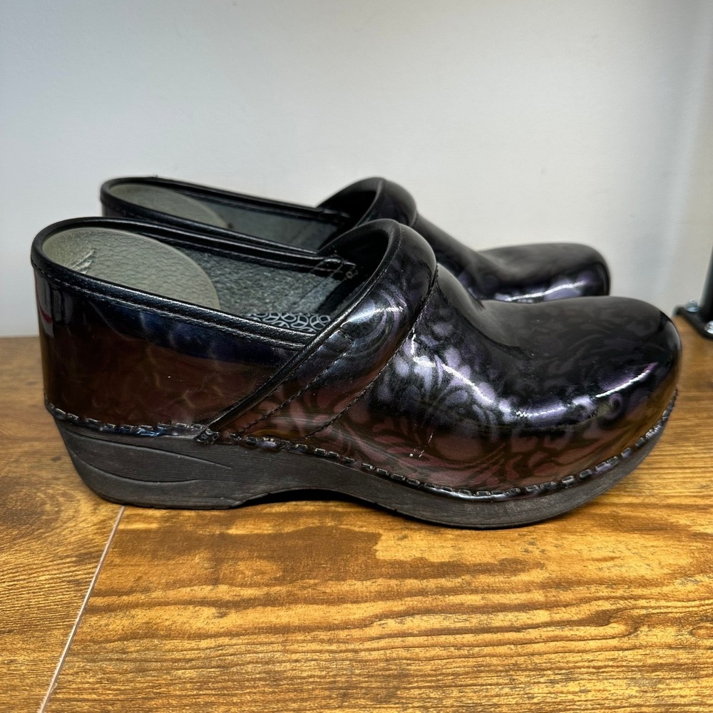 Dansko XP 2.0 Women Iridescent Floral Patent Leather Clogs Professional Shoes